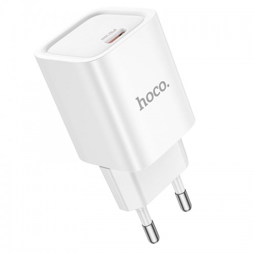 Адаптер мережевий HOCO Charm single port charger C148A |1Type-C, 30W/3A, PD/QC| white