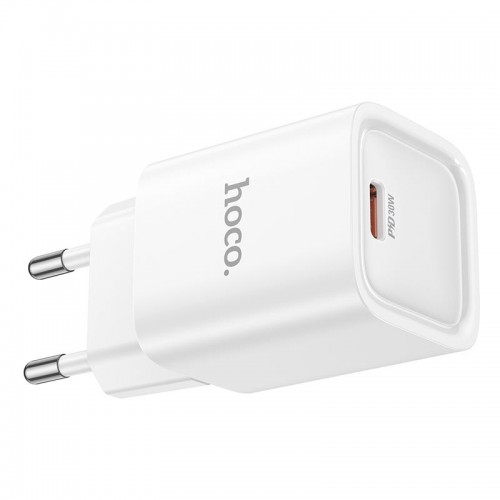 Адаптер мережевий HOCO Charm single port charger C148A |1Type-C, 30W/3A, PD/QC| white