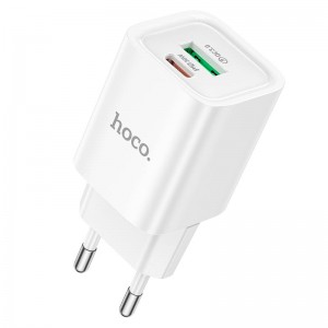 Адаптер мережевий HOCO Charm charger C149A |1USB/1Type-C, 30W/3A, PD/QC| white