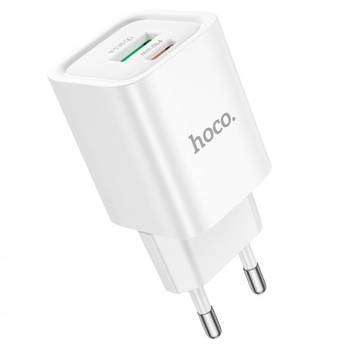 Адаптер мережевий HOCO Charm charger C149A |1USB/1Type-C, 30W/3A, PD/QC| white