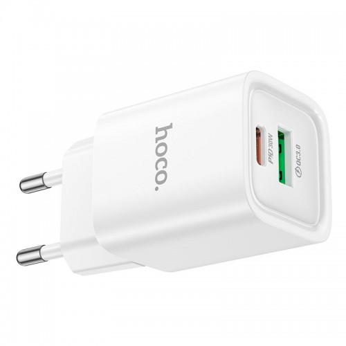 Адаптер мережевий HOCO Charm charger C149A |1USB/1Type-C, 30W/3A, PD/QC| white