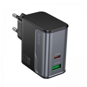 Адаптер мережевий HOCO Star Speed charger CS74A |1Type-C/1USB, 3A/45W, PD/QC| black
