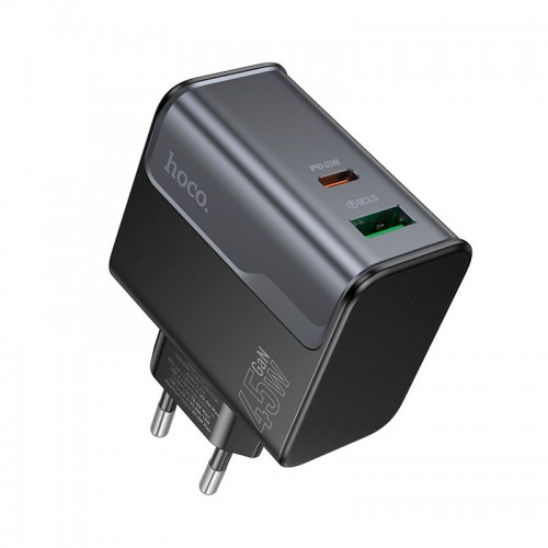 Адаптер мережевий HOCO Star Speed charger CS74A |1Type-C/1USB, 3A/45W, PD/QC| black