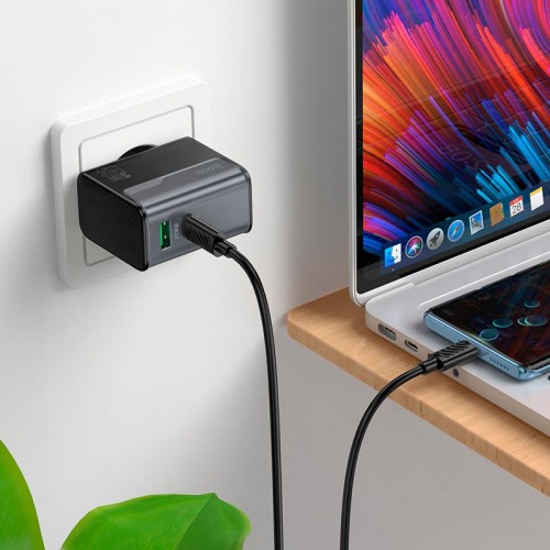Адаптер мережевий HOCO Star Speed charger CS74A |1Type-C/1USB, 3A/45W, PD/QC| black