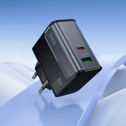 Адаптер мережевий HOCO Star Speed charger CS74A |1Type-C/1USB, 3A/45W, PD/QC| black