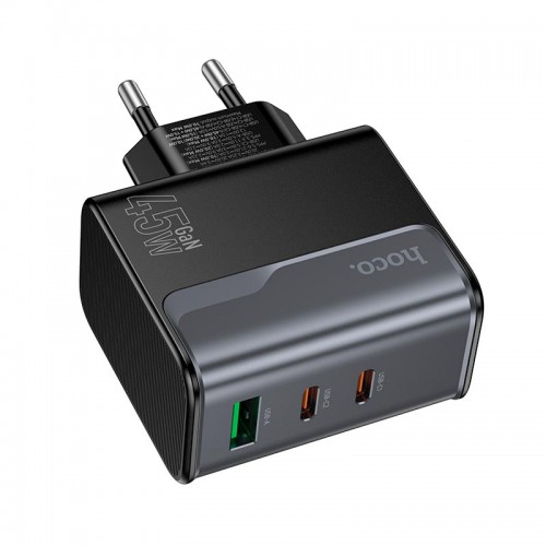 Адаптер мережевий HOCO Star Speed charger CS75A |1USB/2Type-C, 70W/3A, PD/QC| black