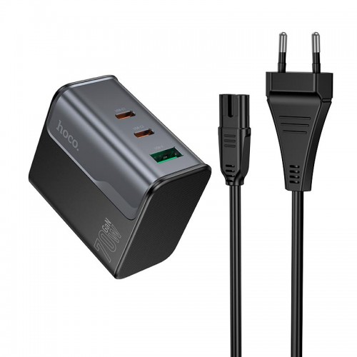 Адаптер мережевий HOCO Star Speed charger CS76A |1USB/2Type-C, 70W/3A, PD/QC| black