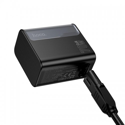 Адаптер мережевий HOCO Star Speed charger CS76A |1USB/2Type-C, 70W/3A, PD/QC| black