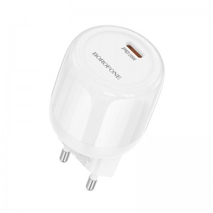 Адаптер мережевий Borofone Lustrous single port charger BA92A |1Type-C, 3A/20W, PD/QC| white