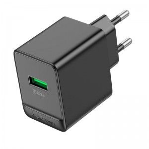 Адаптер мережевий Borofone Erudite single port charger BAS12A |1USB, 18W/3A, QC/PD| black