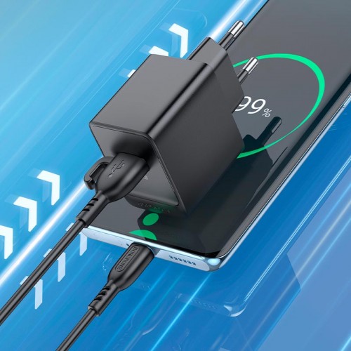 Адаптер мережевий Borofone Erudite single port charger BAS12A |1USB, 18W/3A, QC/PD| black