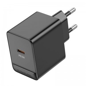 Адаптер мережевий Borofone Erudite single port charger BAS13A |1Type-C, 20W/3A, PD/QC| black