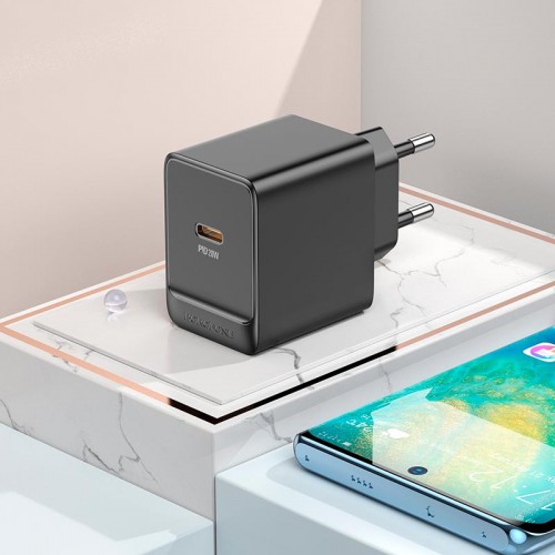 Адаптер мережевий Borofone Erudite single port charger BAS13A |1Type-C, 20W/3A, PD/QC| black