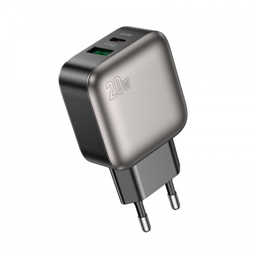 Адаптер сетевой Borofone Absolute charger BAS54A |1USB/1Type-C, 20W/3A, PD/QC|