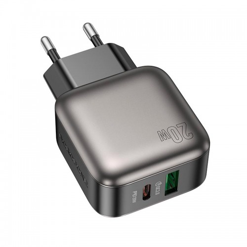 Адаптер сетевой Borofone Absolute charger BAS54A |1USB/1Type-C, 20W/3A, PD/QC|