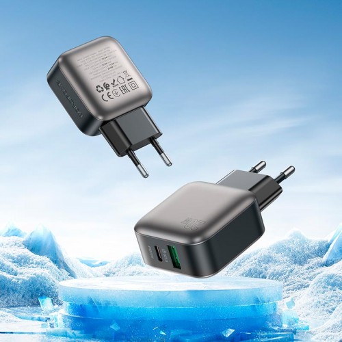 Адаптер сетевой Borofone Absolute charger BAS54A |1USB/1Type-C, 20W/3A, PD/QC|