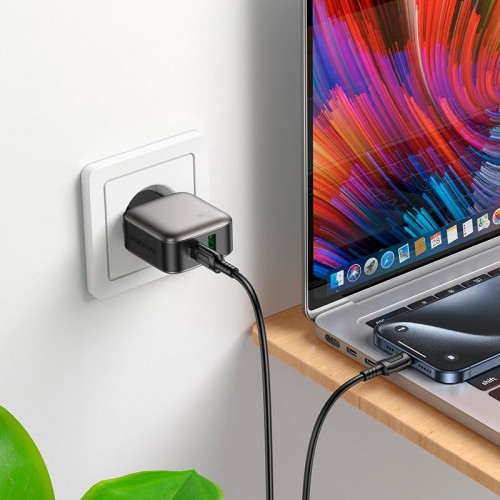 Адаптер сетевой Borofone Absolute charger BAS54A |1USB/1Type-C, 20W/3A, PD/QC|