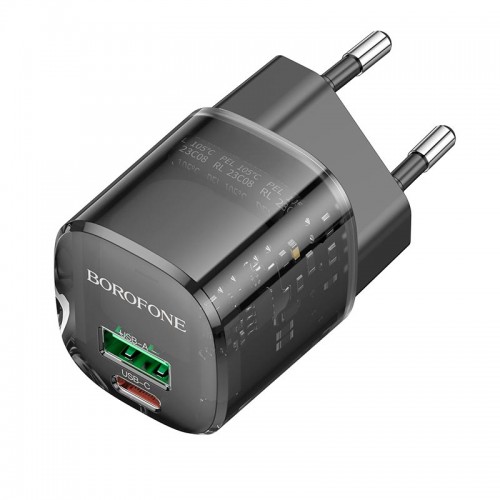 Адаптер сетевой Borofone Sunlight charger BN17 |1USB/1Type-C, 20W/3A, PD/QC|