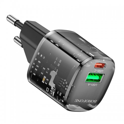 Адаптер сетевой Borofone Sunlight charger BN17 |1USB/1Type-C, 20W/3A, PD/QC|