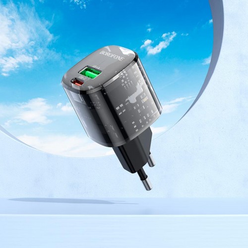 Адаптер сетевой Borofone Sunlight charger BN17 |1USB/1Type-C, 20W/3A, PD/QC|