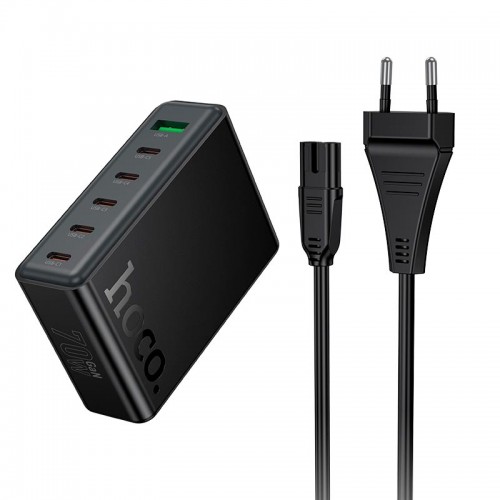 Адаптер мережевий HOCO Modern PD 6-port desktop charger C152A |5Type-C/1USB, 70W/3A, PD/QC| black