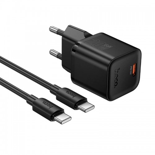 Адаптер мережевий HOCO C to C cable Ingenious single port PD charger set N64 |1Type-C, 20W/3A, PD/QC| black