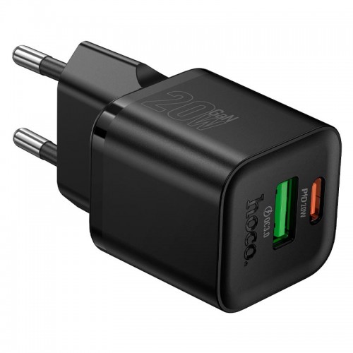 Адаптер мережевий HOCO Ingenious PD charger N65 |1USB/Type-C, 20W/3A, PD/QC| black