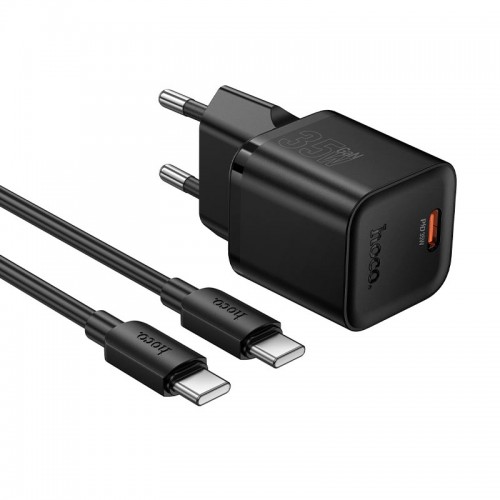 Адаптер мережевий HOCO C to C cable Ingenious single port PD charger set N66 |1Type-C, 35W/3A, PD/QC| black