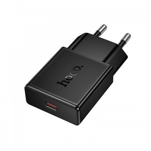 Адаптер мережевий HOCO Speed single-port PD ultra-thin charger N72 |1Type-C, 20W/3A, PD/QC| black