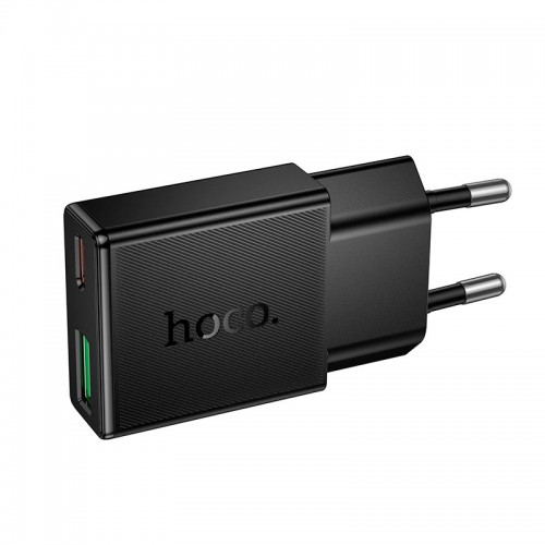 Адаптер мережевий HOCO Speed PD ultra-thin charger N73 |1Type-C/1USB, 20W/3A, PD/QC| black