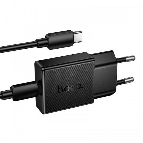 Адаптер мережевий HOCO C to C cable Speed single-port PD ultra-thin charger set N74 |1Type-C, 25W/3A, PD/QC| black
