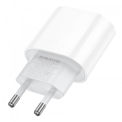 Адаптер мережевий BOROFONE Original single port PD charger BA100A |1Type-C, 20W, PD/QC| white