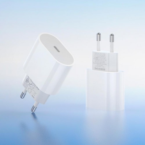 Адаптер мережевий BOROFONE Original single port PD charger BA100A |1Type-C, 20W, PD/QC| white