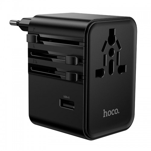 Адаптер мережевий HOCO Changer 5-port PD universal charger AC32 |2USB/3TypeC, PD/QC, 45W/3A| black