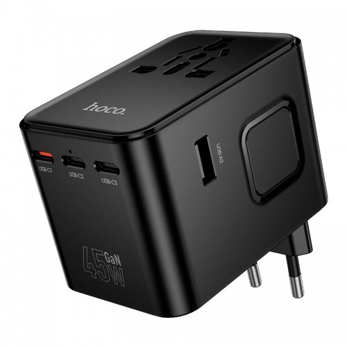 Адаптер мережевий HOCO Changer 5-port PD universal charger AC32 |2USB/3TypeC, PD/QC, 45W/3A| black