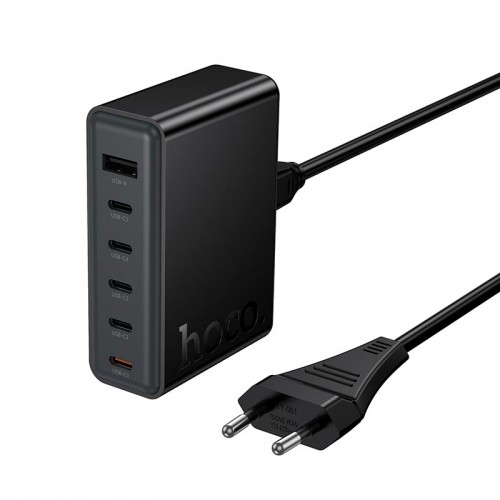 Адаптер мережевий HOCO Modern PD 6-port desktop charger C150A |1USB/5Type-C, 45W/3A, PD/QC| black