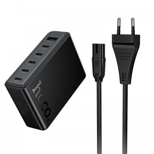 Адаптер мережевий HOCO Modern PD 6-port desktop charger C150A |1USB/5Type-C, 45W/3A, PD/QC| black