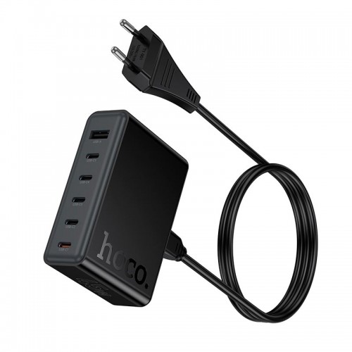 Адаптер мережевий HOCO Modern PD 6-port desktop charger C150A |1USB/5Type-C, 45W/3A, PD/QC| black