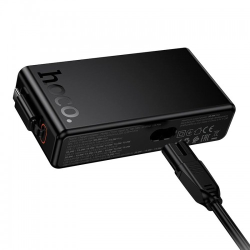 Адаптер мережевий HOCO Modern PD робочий стіл з telescopic cable C151A |1USB/6Type-C, 50W/3A, PD/QC| black