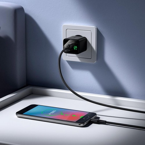 Адаптер мережний HOCO Micro USB cable set Excellent single port charger with digital display CS81A |1USB, 18W/3A, QC3.0| black