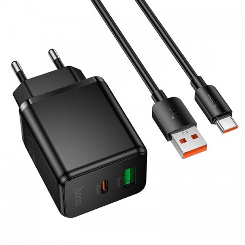 Адаптер мережний HOCO Type-C cable set Smart PD multi-protocol charger C157A |1USB/1Type-C, 30W/3A, PD/QC| black