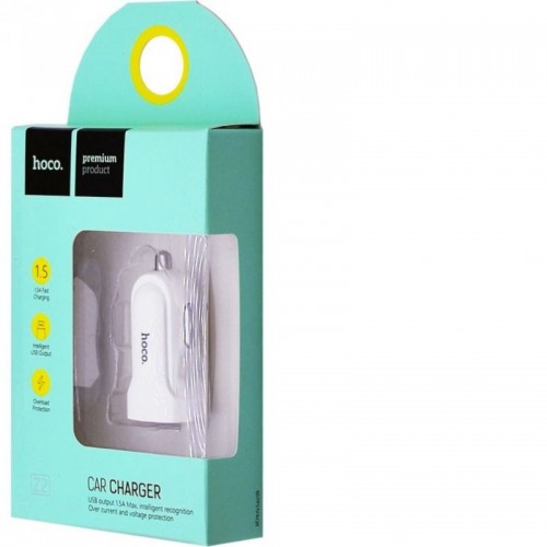 Адаптер автомобільний Hoco Micro cable Z2 |1USB, 1.5А| white