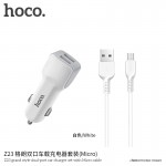 Адаптер автомобильный Hoco Micro cable Z23 |2USB, 2.4A| белый