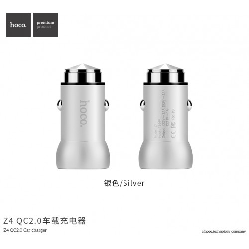 Адаптер автомобільний Hoco Z4 |1USB, 2А, QC2.0| black