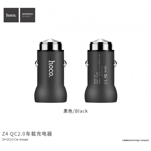 Адаптер автомобільний Hoco Z4 |1USB, 2А, QC2.0| black