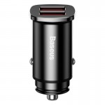 Адаптер автомобильный BASEUS Square metal |QC3.0, 2USB, 30W, 5A| черный
