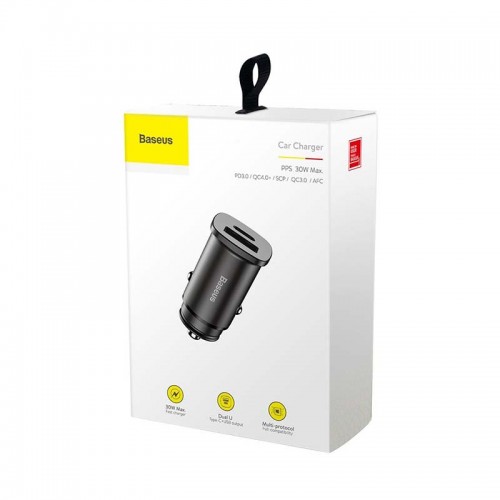 Адаптер автомобильный BASEUS PPS |QC4.0/PD, 1USB/1Type-C, 30W, 5A|