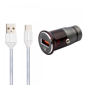 Адаптер автомобільний KONI STRONG Type-C Cable KS400QC |18W, 1USB, QC3.0| grey