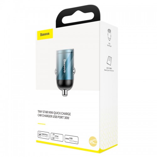 Адаптер автомобильный BASEUS Tiny Star Mini Quick Charge |1USB, QC3.0, 30W| (VCHX-A04)