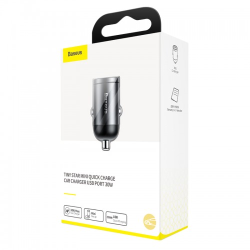 Адаптер автомобильный BASEUS Tiny Star Mini Quick Charge |1USB, QC3.0, 30W| (VCHX-A04)